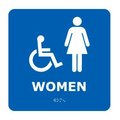 National Marker Co Graphic Braille Sign - Women - Blue ADA5WBL